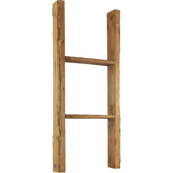 Ekena Millwork 15 in. x 36 in. x 3 1/2 in. Barnwood Decor Collection Weathered Brown Vintage Farmhouse 2-Rung Ladder