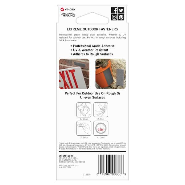 VELCRO Brand Heavy Duty Fasteners | 4x2 Inch Strips with Adhesive | 8 Sets  | Hol