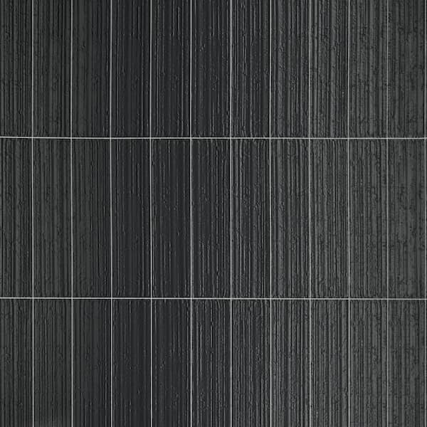 Ivy Hill Tile Barclay Charcoal Black 2.55 in. x 10.27 in. Textured Matte Ceramic Wall Tile (6.24 sq. ft./Case)