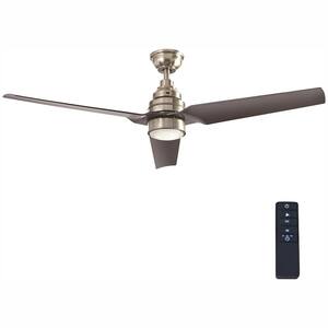 Varuchi 52 in. Integrated LED Indoor Brushed Nickel Ceiling Fan with Light Kit and Remote Control