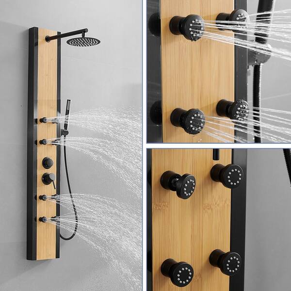 HOMEMYSTIQUE 57 in. 8-Jet Shower Panel Tower System with Rainfall