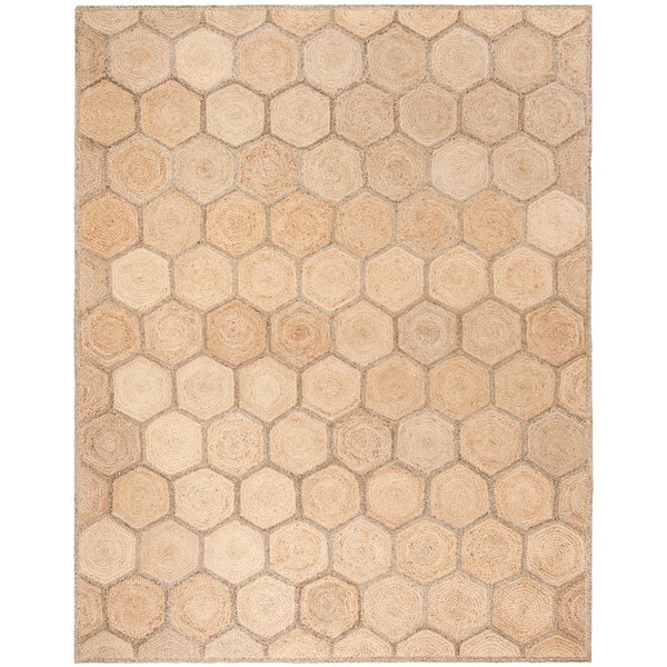 SAFAVIEH Natural Fiber Beige/Gray 9 ft. x 12 ft. Geometric Woven Area Rug