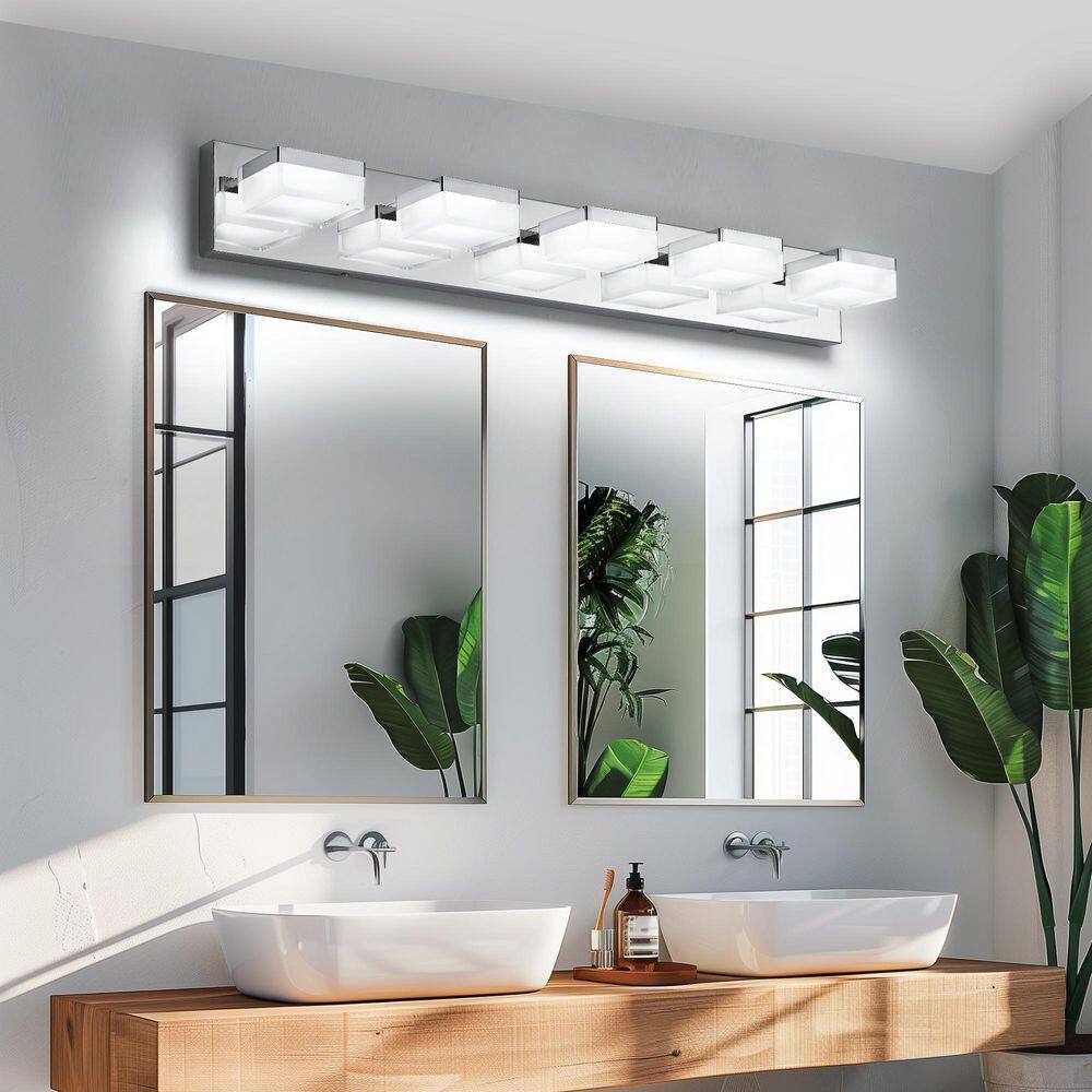 32 in. Modern 5 LED Chrome Vanity Light with Sconce for Bathroom and Mirror, Sleek Minimalist Design price history on PriceWatchPro