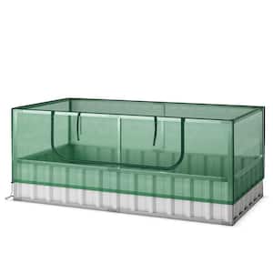 69 in. x 36 in. x 28 in. Galvanized Steel Raised Garden Bed with Cover Roll-Up Window Greenhouse