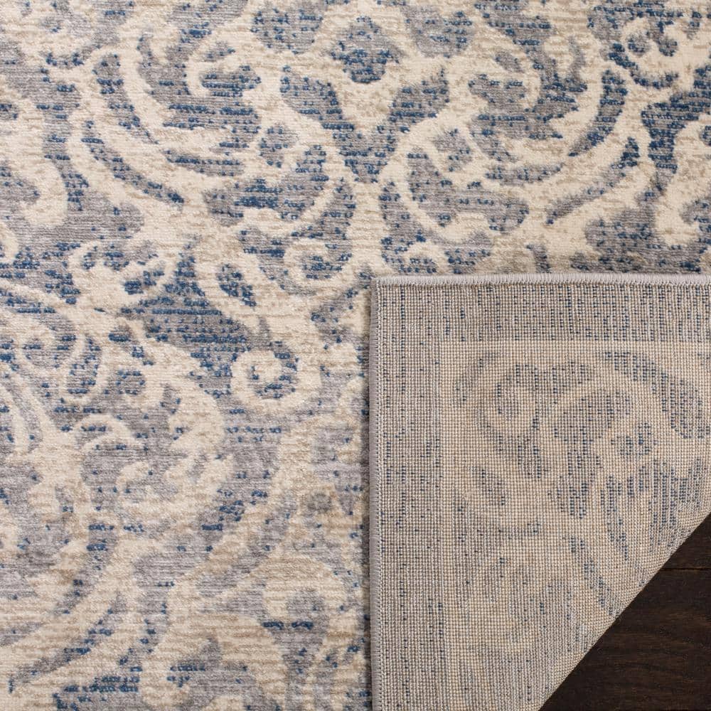 Elegant Light Grey/Blue Synthetic Rectangular Area Rug, 10' x 13'