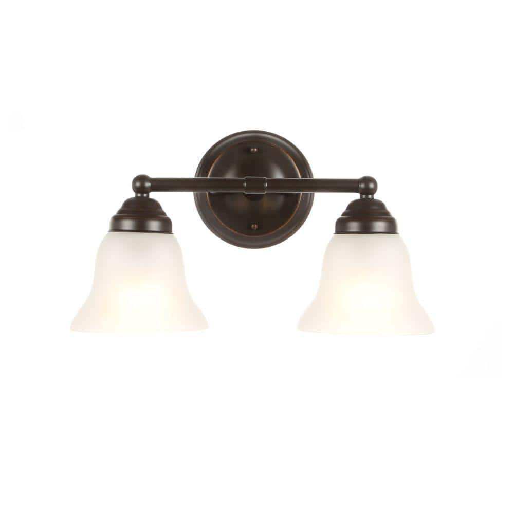 Hampton Bay Ashhurst 2-Light Oil Rubbed Bronze Vanity Light with Frosted Glass Shades -  EGM1392A-3/ORB