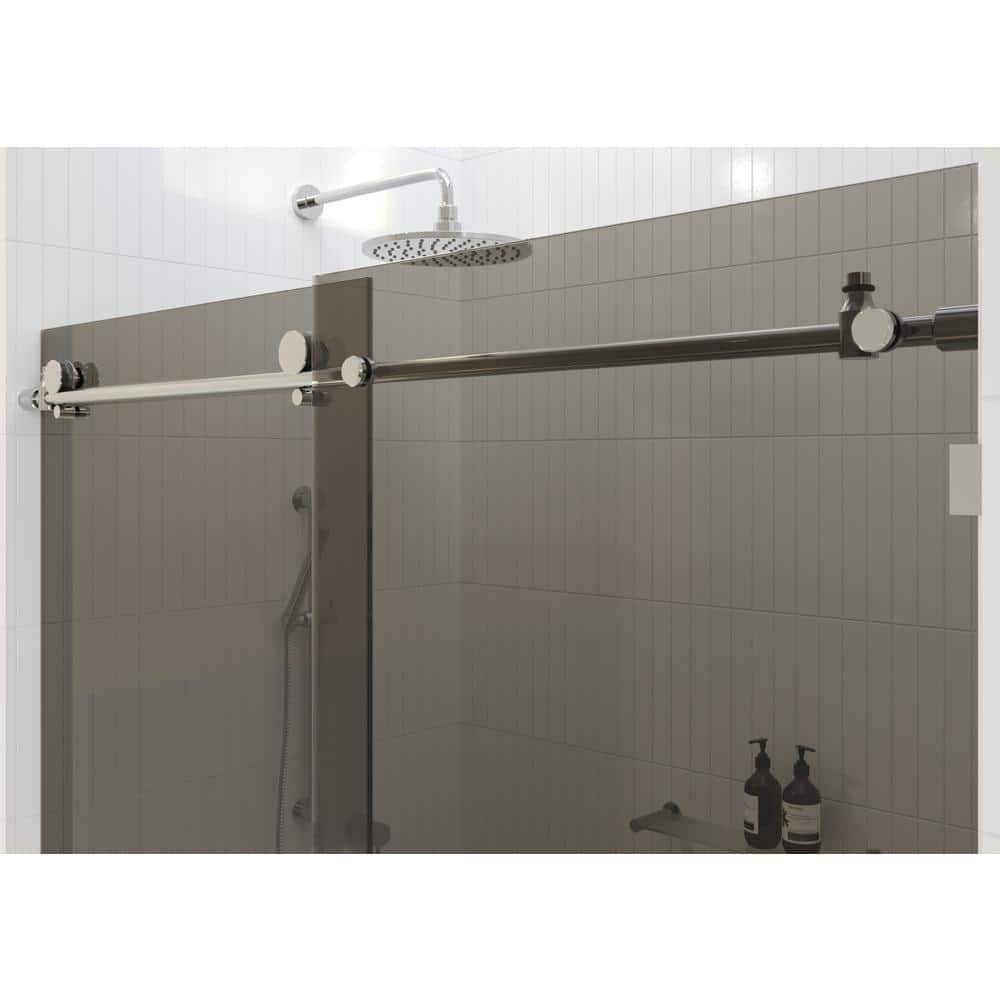 Equinox 60" Frameless Gray Tinted Glass Sliding Shower Door