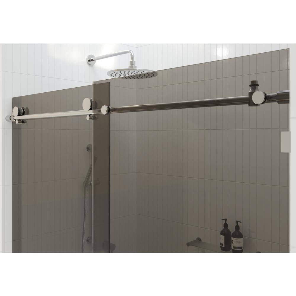 Equinox Frameless Gray Tinted Sliding Bathtub Door with Chrome Finish