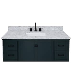 49 in. W x 22 in. D Bianco Carrara White Marble Vanity Top with White Basin