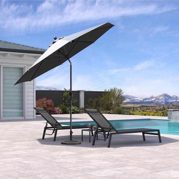 10 ft. Octagon Aluminum Auto-Tilt Outdoor Market Patio Umbrella in Gray