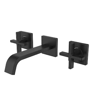 Lura 8 in. Widespread Wall-Mounted 2-Handle Bathroom Faucet in Matte Black