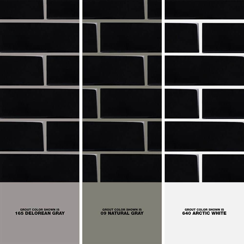 Black Glossy Glass Subway Wall Tile for Kitchen and Bathroom