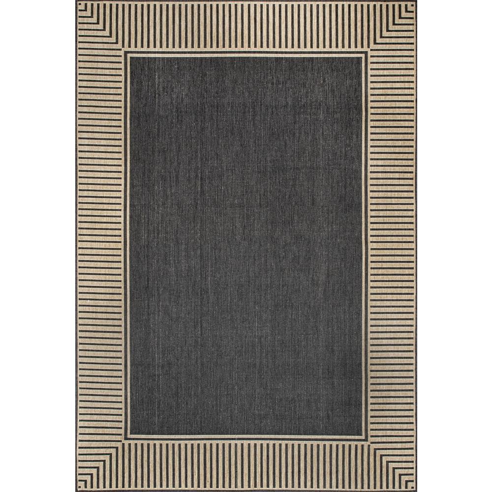 Dark Grey Rectangular Synthetic Indoor/Outdoor Area Rug