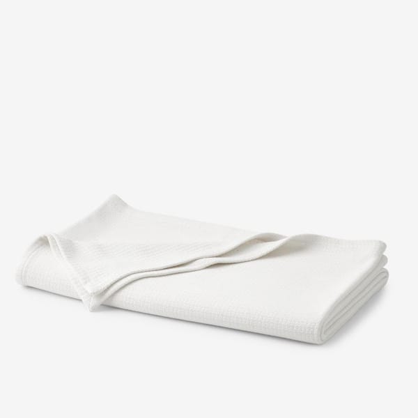 The Company Store Cotton Weave White Solid Twin Woven Blanket