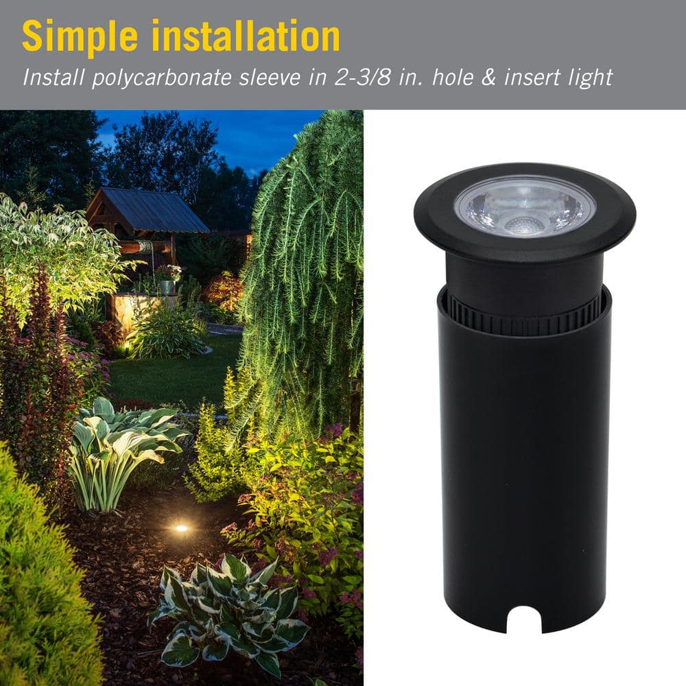 Black Integrated LED Inground Landscape Well Light