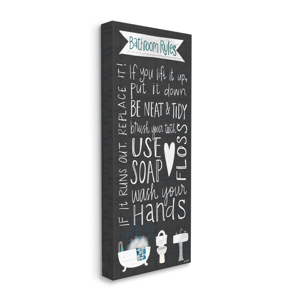 Bathroom Rules Sign Whimsical Tub Toilet Sink by Katie Doucette Unframed Print Abstract Wall Art 13 in. x 30 in. price history on PriceWatchPro