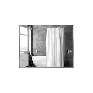 40 in. W. x 30 in. H Rectangular Framed Wall Bathroom Vanity Mirror in Silver