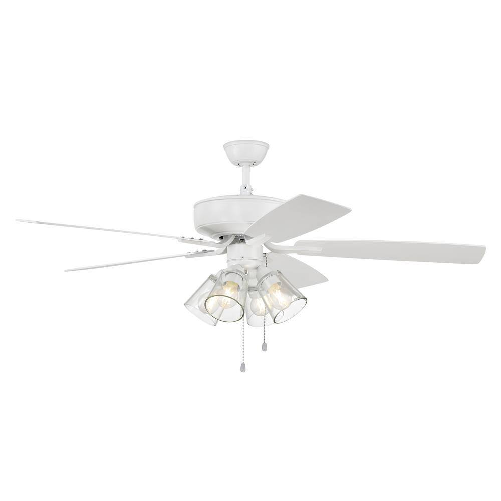 White 52'' Ceiling Fan with LED Light Kit and Reversible Blades