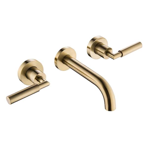 WELLFOR 2-Handle Wall Mounted Faucet in Brushed Gold