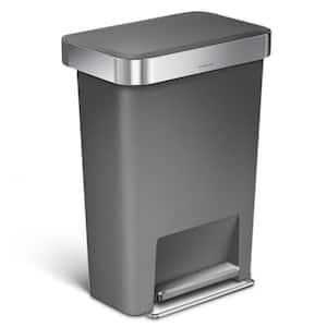 simplehuman 60 Liter Swing Lid Trash Can, Grey Plastic