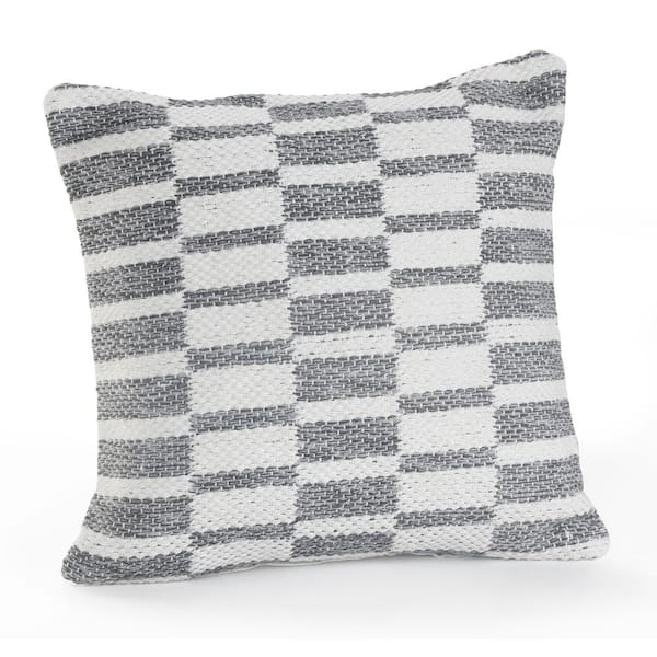 LR Home Alternate Blocks Grey and White Geometric Hypoallergenic Polyester 18 in. x 18 in. Indoor Throw Pillow