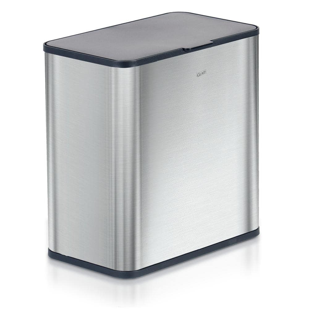 1.5 Gallon Brushed Stainless Steel Rectangular Trash Can with Lid