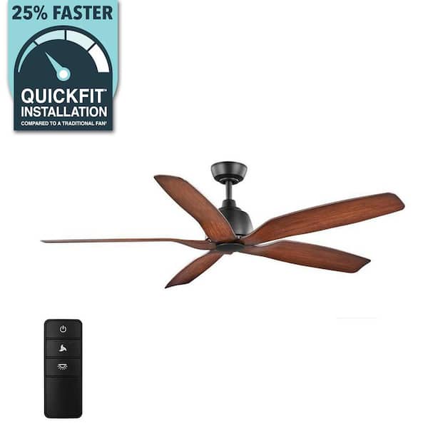 60 in. Sirrine Indoor/Outdoor Matte Black Smart Ceiling Fan with Remote Control Powered by Hubspace