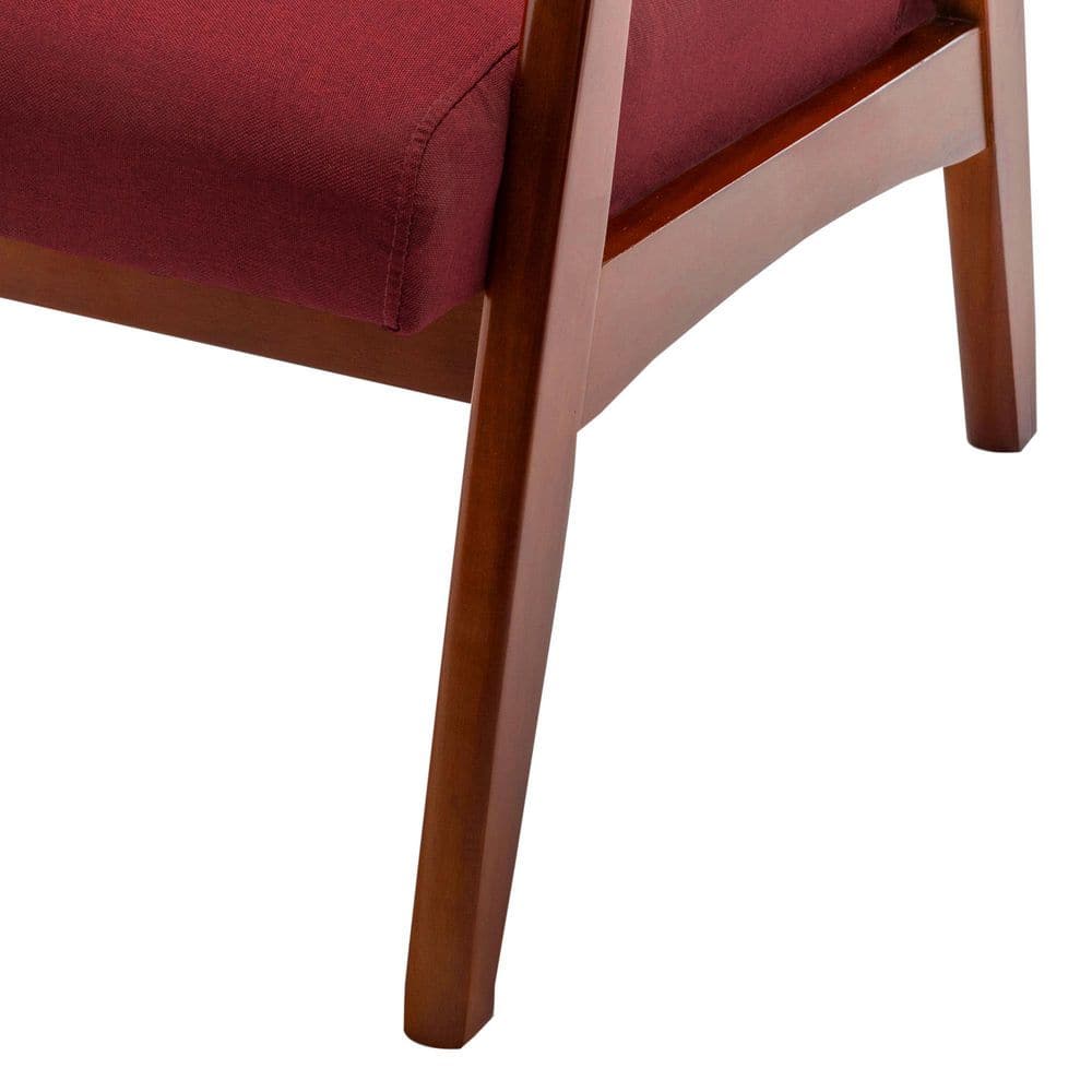Natalie Mid-Century Garnet Red Accent Chair with Espresso Wood Frame