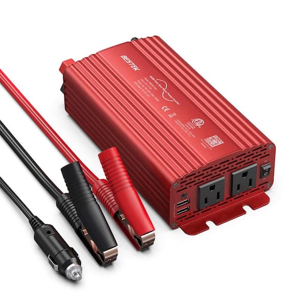 Lukyamzn Pure Sine Wave 500W Power Inverter DC to AC Car Charger Plug Inverter in Red with USB Charging Ports