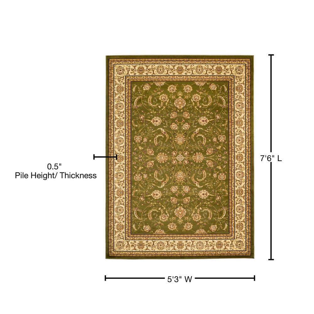 Sage and Ivory Rectangular Synthetic Area Rug