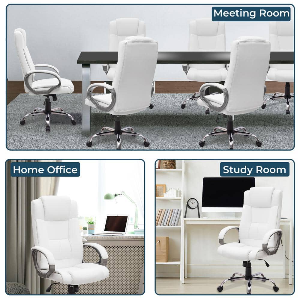 Premium Faux Leather High-Back Ergonomic Executive Office Chairs with Armrests and Lumbar Support - Thumbnail 4