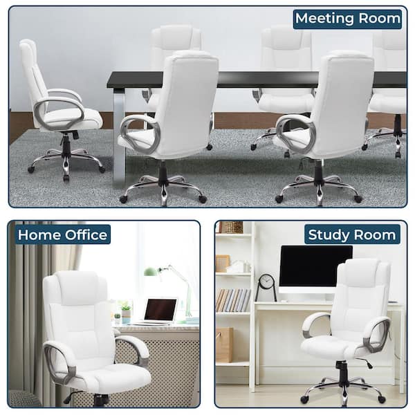 MAYKOOSH White High Back Executive Premium Faux Leather Office