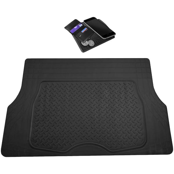 Basics 4-Piece Heavy Duty PVC Floor Mats with Cargo Liner,  Waterproof Trim To Fit Car Mats, Black