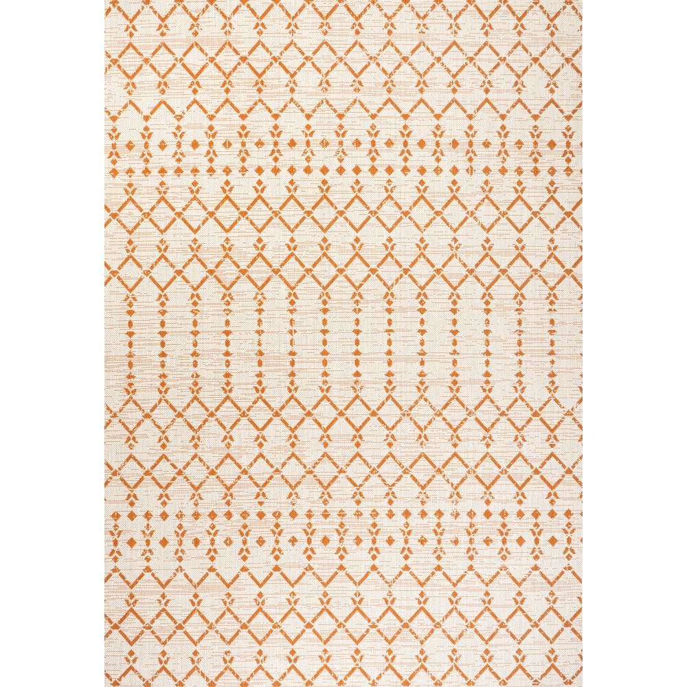 Boho Chic Cream/Orange Geometric Synthetic 5' x 7' Area Rug