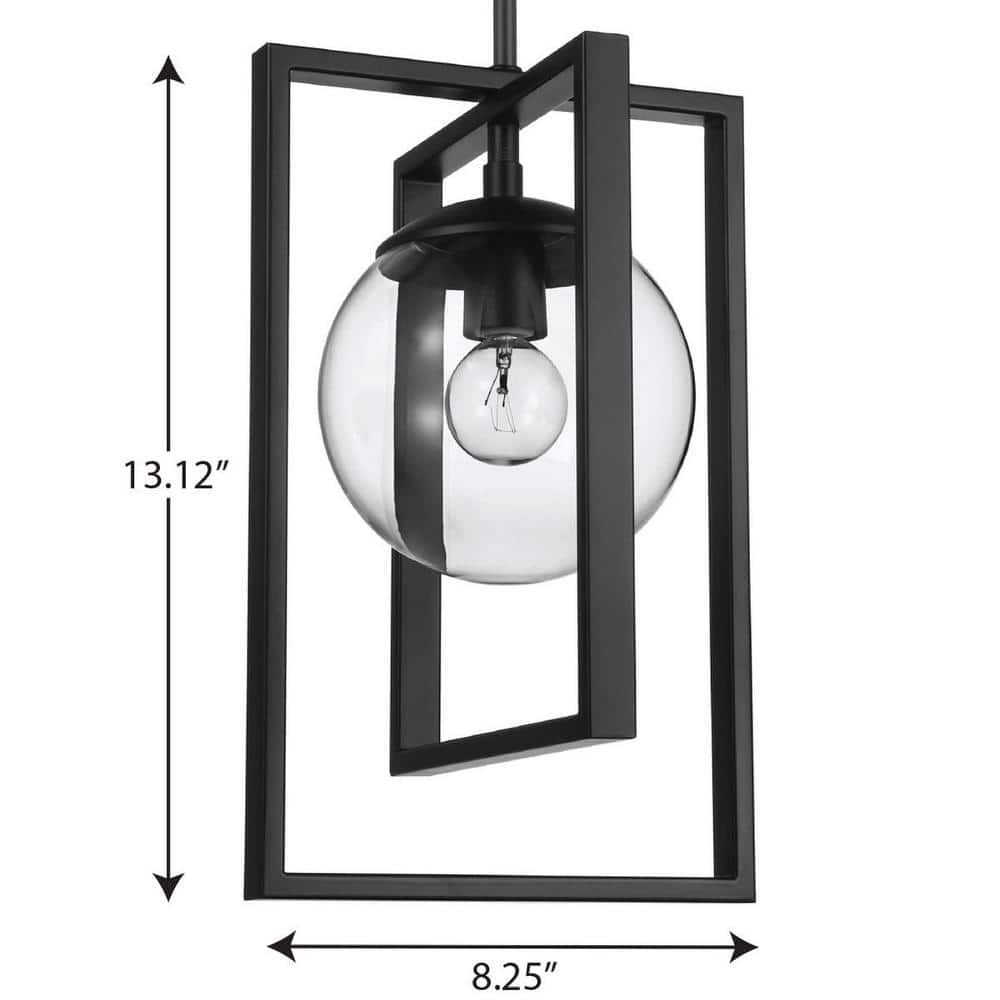 Atwell 8'' Matte Black Globe Pendant with Clear Shade
