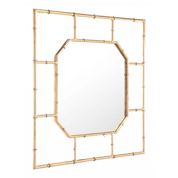 HomeRoots 26.2 in. x 26.2 in. Classic Square Framed Gold Vanity Mirror
