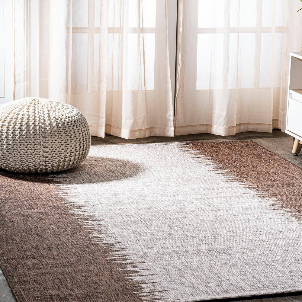 Modern Strie Brown/Beige 8' x 10' Synthetic Reversible Area Rug