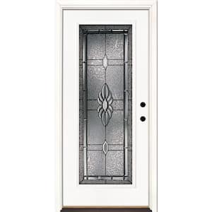 33.5 in. x 81.625 in. Sapphire Patina Full Lite Unfinished Smooth Left-Hand Inswing Fiberglass Prehung Front Door