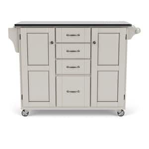 Create-a-Cart White Kitchen Cart with Stainless Top
