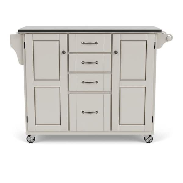 HOMESTYLES Create-a-Cart White Kitchen Cart with Stainless Top