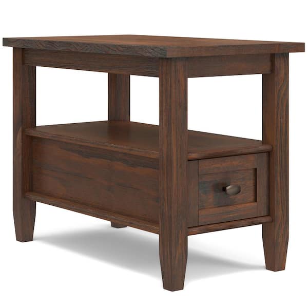 Simpli Home Warm Shaker 14 in. W Distressed Charcoal Brown Narrow Side Table rectangle wood