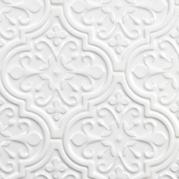 Vintage Florid Lantern White 5 in. x 0.39 in. Ceramic Tile Sample