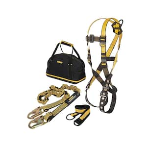 Fall Protection Compliance kit D1000 Harness with TB Legs, a 6 Ft Lanyard and a 3 Ft Web Anchor Strap, in a Carrying Bag