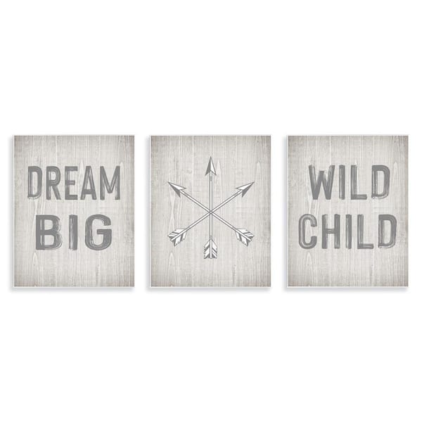 Stupell Industries Dream Big Boho Arrows by Ashley Calhoun 3 Pieces Unframed Typography Graphic Art Print 14 in. x 11 in.