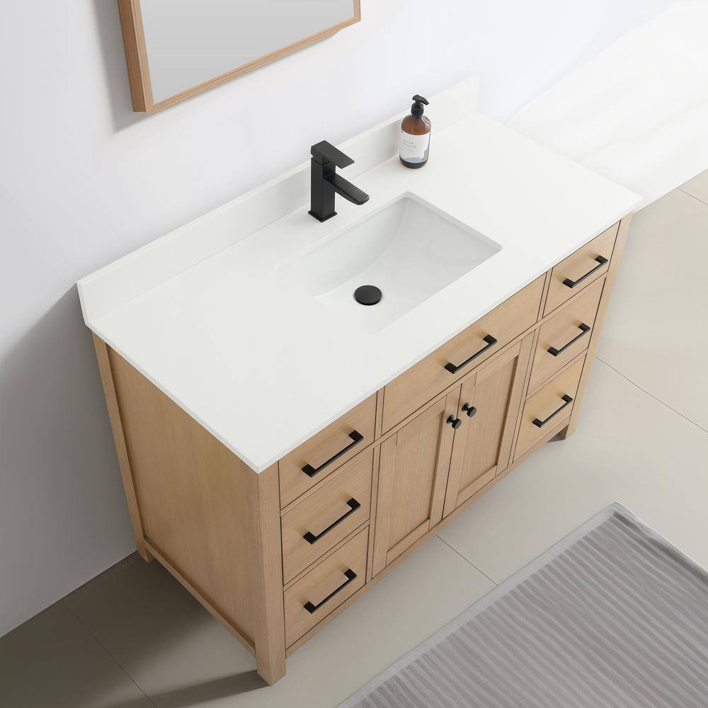 Jacklyn 49" White Oak Freestanding Bath Vanity with Ceramic Basin