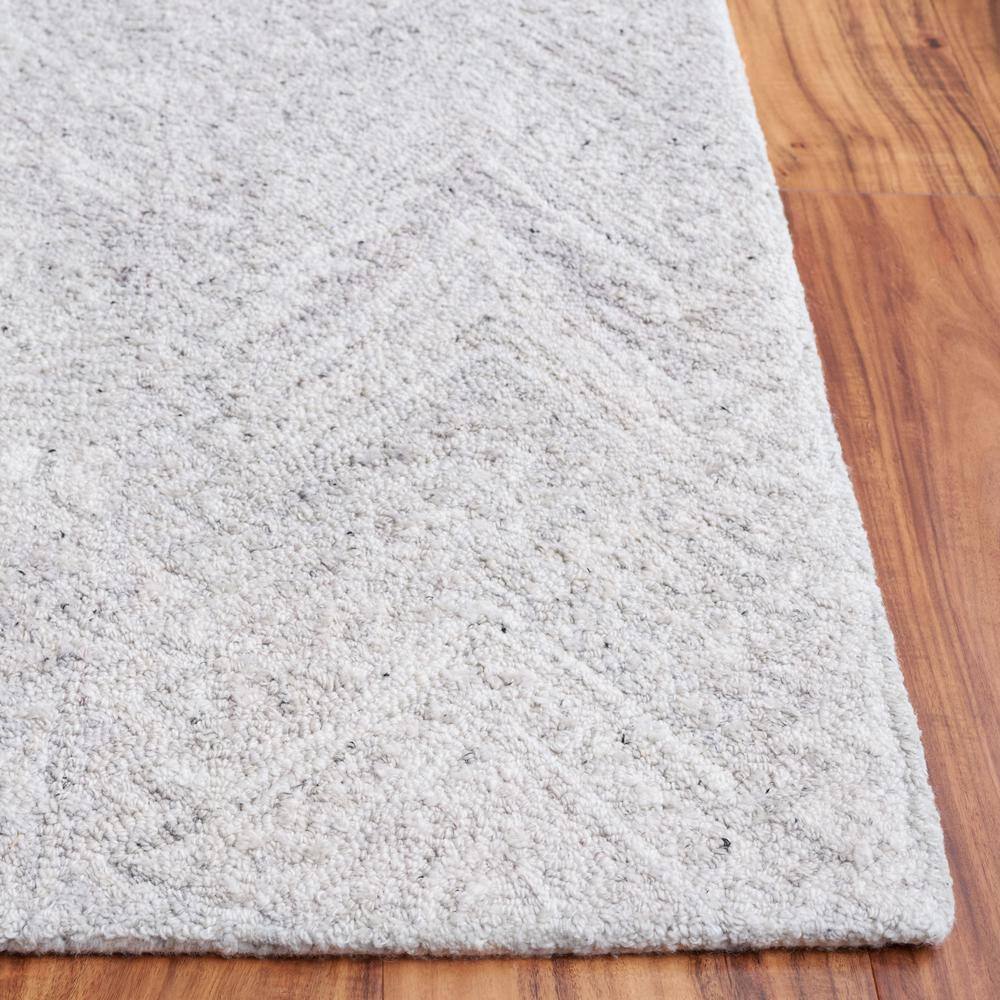Gray and Ivory Wool Blend Handmade Tufted 8' x 10' Area Rug
