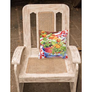 14 in. x 14 in. Multi-Color Lumbar Outdoor Throw Pillow Flowers with a Side of Lemons Decorative Canvas Fabric Pillow