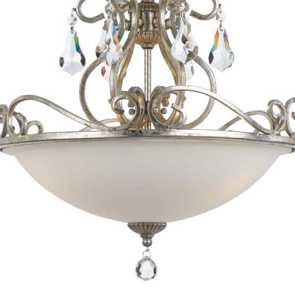 Olde Silver Swarovski Crystal 3-Light Indoor Ceiling Bowl