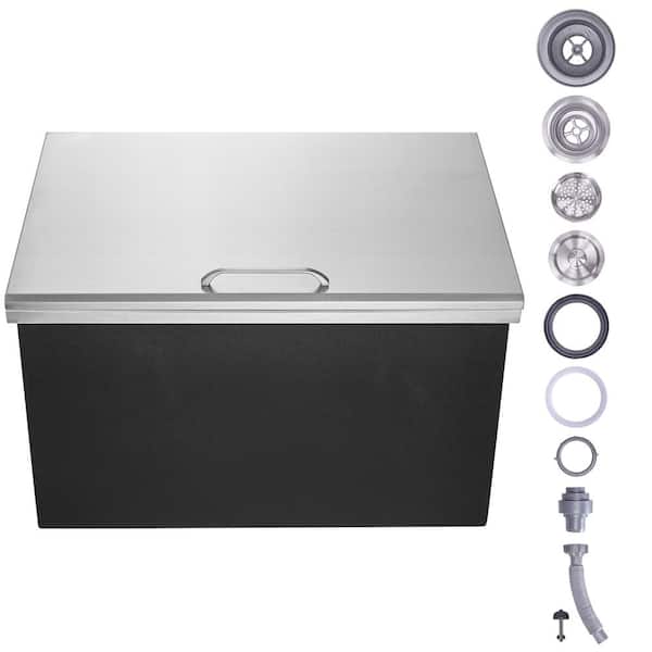SVOPES 28 x 20 x 17 in. Drop-in Ice Chest Stainless Steel Cooler, 40 QT. Commercial Ice Bin with Hinged Cover