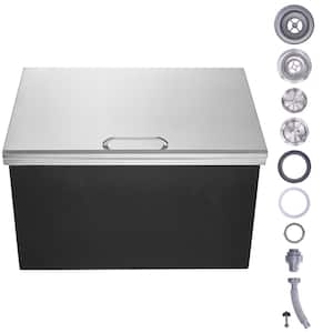 28 x 20 x 17 in. Drop-in Ice Chest Stainless Steel Cooler, 40 QT. Commercial Ice Bin with Hinged Cover